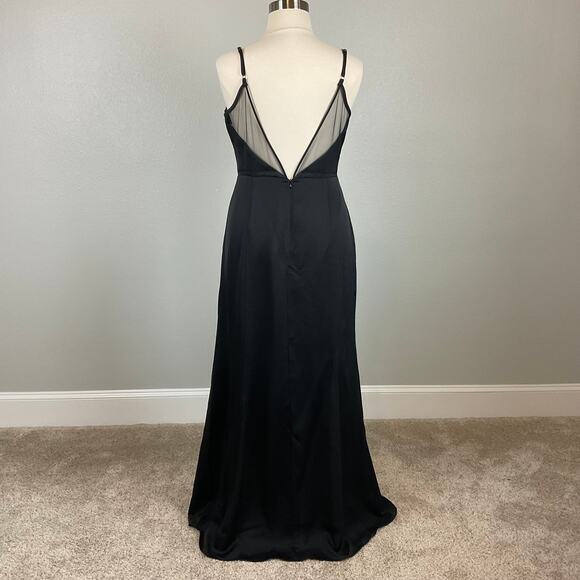 Black Backless Evening Gown Size 16 Sleeveless V-Neck A-Line Formal by AQUA - Picture 2 of 12